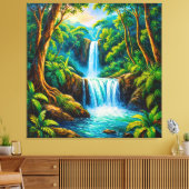 Rustige Jungle Waterval Canvas Afdruk (Insitu (Woonkamer))