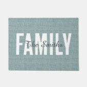Rustige Jute Blauwe Jute Familie Monogram Deurmat (Voorkant)