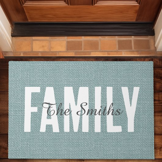 Rustige Jute Blauwe Jute Familie Monogram Deurmat