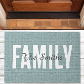 Rustige Jute Blauwe Jute Familie Monogram Deurmat