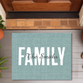Rustige Jute Blauwe Jute Familie Monogram Deurmat