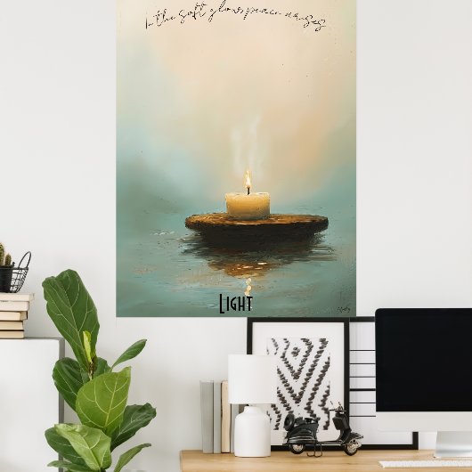 Rustige kaars Meditatie Art Poster (Thuiskantoor)
