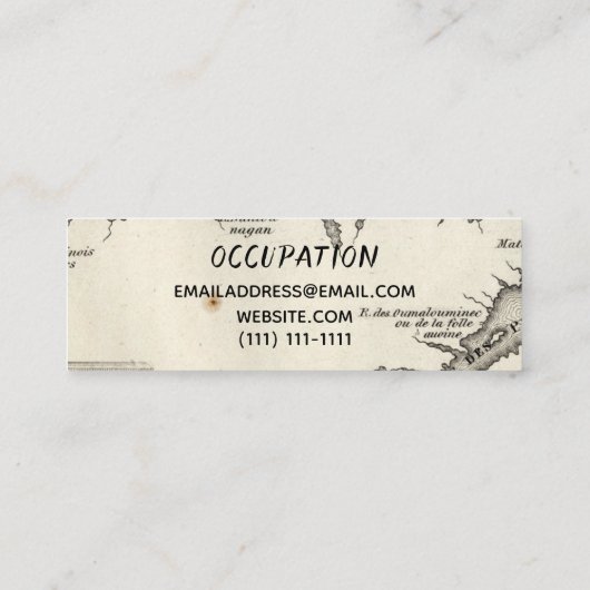 rustige kaart mini visitekaartje (Achterkant)