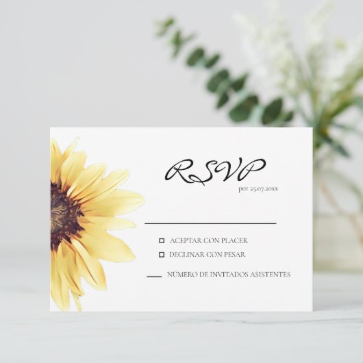 Rustige Kaart voor zonnebloem Spaanse respons (Staand voorkant)