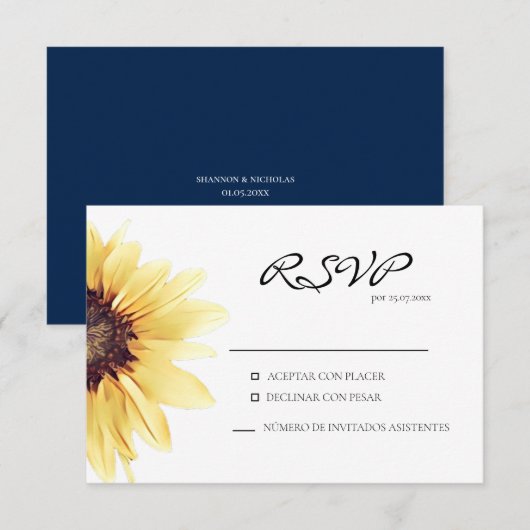 Rustige Kaart voor zonnebloem Spaanse respons (Voorkant / Achterkant)