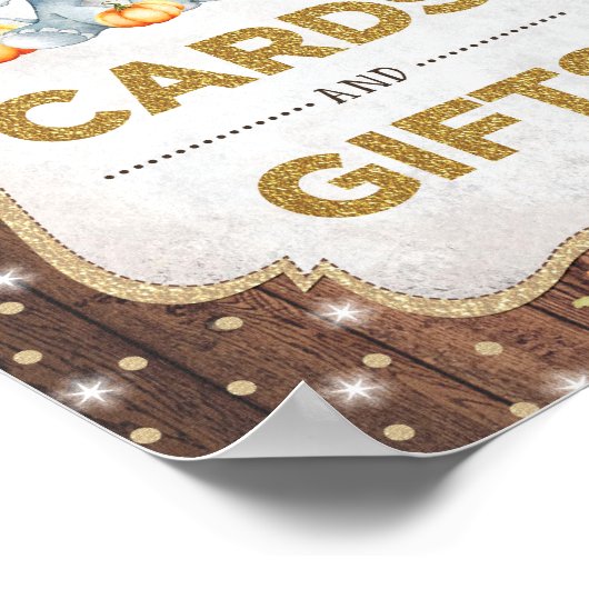 Rustige Kaarten en pompoen Elephant-Baby shower Poster (Hoek)