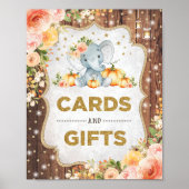 Rustige Kaarten en pompoen Elephant-Baby shower Poster (Voorkant)
