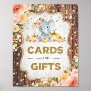 Rustige Kaarten en pompoen Elephant-Baby shower Poster