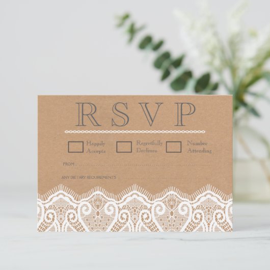 Rustige Kaarten van RSVP met witte frank en kraft (Staand voorkant)