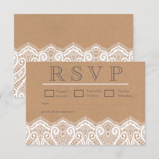 Rustige Kaarten van RSVP met witte frank en kraft  (Voorkant / Achterkant)