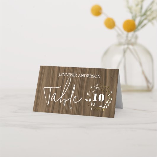 Rustige Kaarten van wood Leaf Wreath Wedding Table Plaatskaartje (Achterkant)