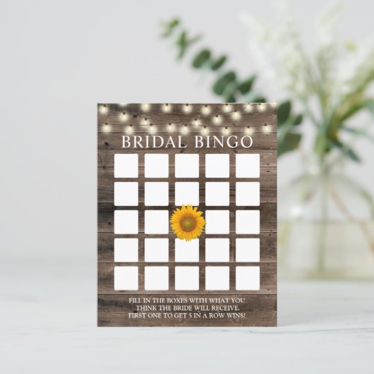 Rustige Kaarten van zonnebloem Barn Wood Bridal Bi (Staand voorkant)