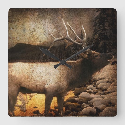 Rustige kajuitbosbergulelk vierkante klok (Voorkant)