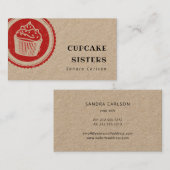 Rustige kakkertaart, rode logo, kraft visitekaartj visitekaartje (Voorkant / Achterkant)