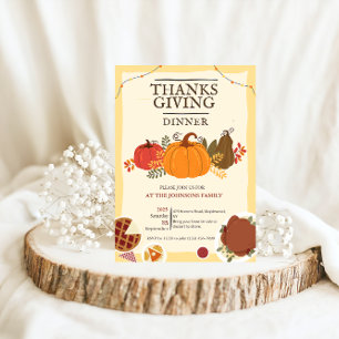 Rustige kalkoen pompoen Thanksgiving diner herfst Kaart