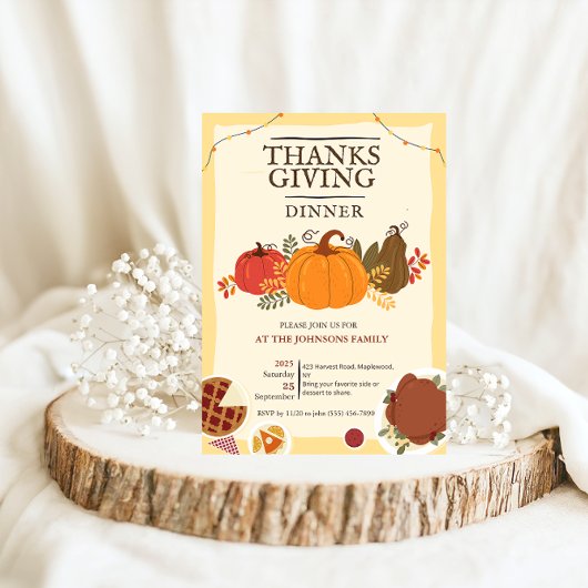 Rustige kalkoen pompoen Thanksgiving diner herfst Kaart