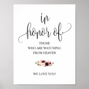 Rustige kalligrafie Memorial Table Sign Poster