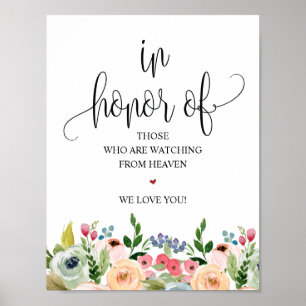 Rustige kalligrafie Memorial Table Sign Poster