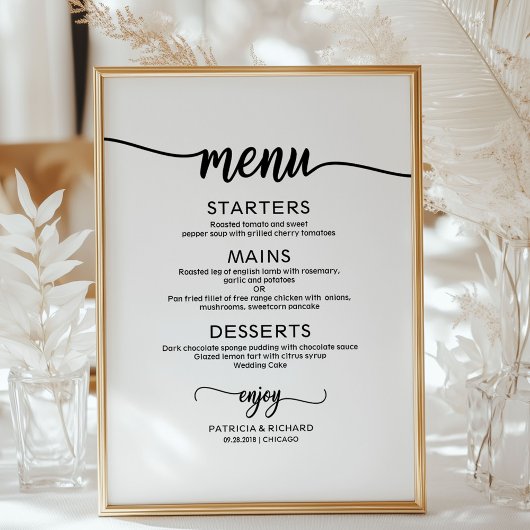 Rustige kalligrafie van het menu Weddenschap Poster