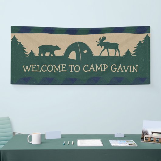 Rustige kampeerfeestfeestdag, welkomstbanner spandoek (Beurs)