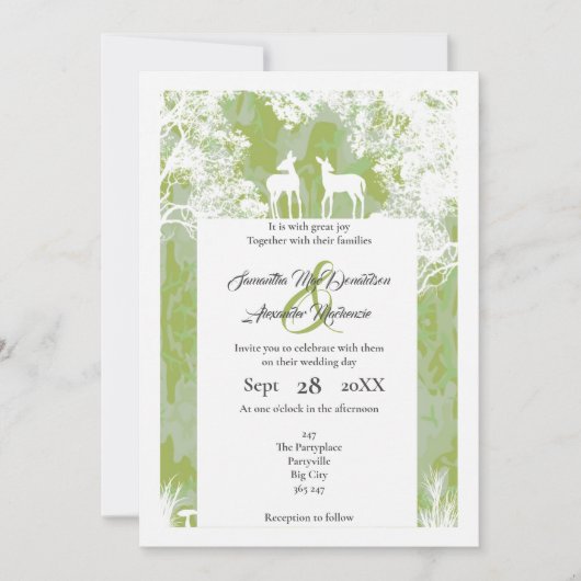 Rustige kampofaux, bruiloft op papier kaart (Voorkant)