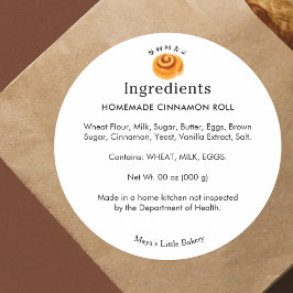 Rustige Kaneelrol Bakkerij Ingredientenlijst Ronde Sticker