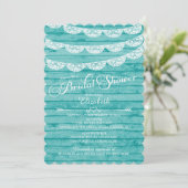 Rustige kant en blauw hout — korte uitnodiging (Staand voorkant)