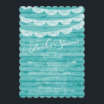 Rustige kant en blauw hout — korte uitnodiging<br><div class="desc">Een mooie scallop die doorgesneden rustic bridal douche-uitnodiging met een stijlvolle kookachtige kanaalwerper op een turkooise blauwe faux achtergrond. Draai onze moderne tint-trouwdouche om een passend uitzicht voor een extra speciale aanraking. Ideaal voor een herfst vrijgezellenfeest, wintervrijgezellenfeest, vrijgezellenfeest in de lente, vrijgezellenfeest in de zomer en een landtuinbruiloft. Verkrijgbaar in...</div>