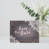 Rustige kant en blush glitter van hout, behalve de aankondigingskaart (Staand voorkant)