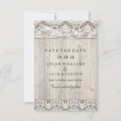 Rustige kant en houten bruiloft sparen de datum save the date (Voorkant)