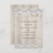 Rustige kant en houten bruiloft sparen de datum save the date (Voorkant / Achterkant)