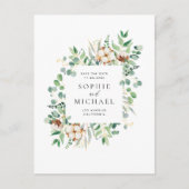 Rustige katoen en Eucalyptus Lijst Sla de datum op Briefkaart (Voorkant)