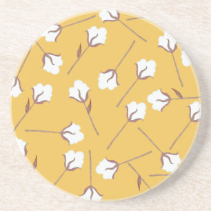 Rustige katoenbloemen zandsteen onderzetter