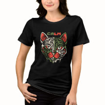 Rustige Katten Tribale Kunst – Rode & Groene Zen K