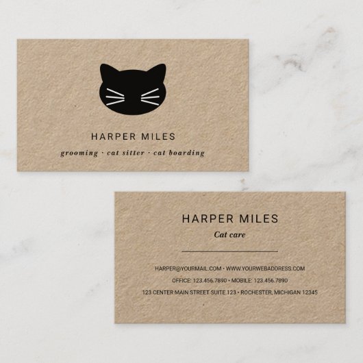Rustige kattenzetter visitekaartje (Voorkant / Achterkant)