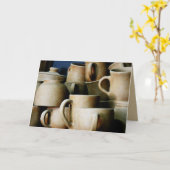 Rustige keramische kopjes en Mokken leeg Wenskaart Kaart (Gele Bloem)