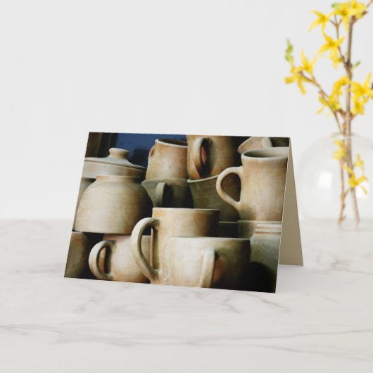 Rustige keramische kopjes en Mokken leeg Wenskaart Kaart (Gele Bloem)