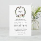 Rustige Kerst Bloemige Monogram QR Code Trouwen Kaart (Staand voorkant)