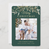 Rustige kerst Botanisch | Twee foto's en goud Feestdagenkaart (Voorkant)