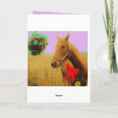 Rustige Kerst Bruine Paard  Rode Strik moderne Roz Feestdagen Kaart (Achterkant)