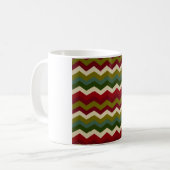 Rustige Kerst Chevron – Rood Groen & Crème Zigzag Koffiemok (Voorkant links)