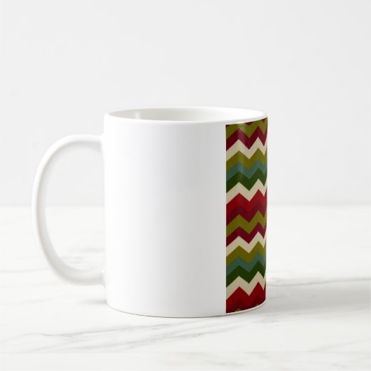 Rustige Kerst Chevron – Rood Groen & Crème Zigzag Koffiemok (Links)