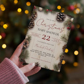 Rustige Kerst Dennenkegel Bessen Hout Baby Borrel Kaart