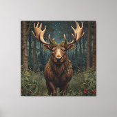Rustige Kerst eland hert boho bos bosland Canvas Afdruk (Voorkant)