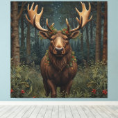 Rustige Kerst eland hert boho bos bosland Canvas Afdruk (Insitu (Houten vloer))