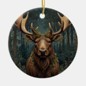 Rustige Kerst eland hert boho bos bosland  Keramisch Ornament (Voorkant)