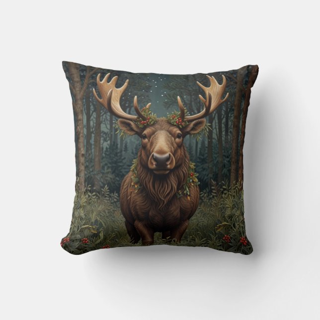 Rustige Kerst eland hert boho bos bosland  Kussen (Voorkant)