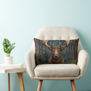 Rustige Kerst eland hert boho bos boslandschap  Kussen
