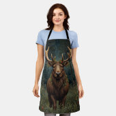 Rustige Kerst eland hert boho bos boslandschap Schort (Gedragen)