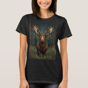 Rustige Kerst eland hert boho bos boslandschap T-shirt